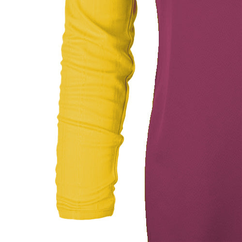 Bi-Toned Women Sportive Quarter Zipper Shirt- Striped Maroon* Yallow