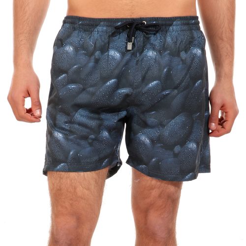 Waterproof Colorful Printed Swimming Shorts- Black Stones