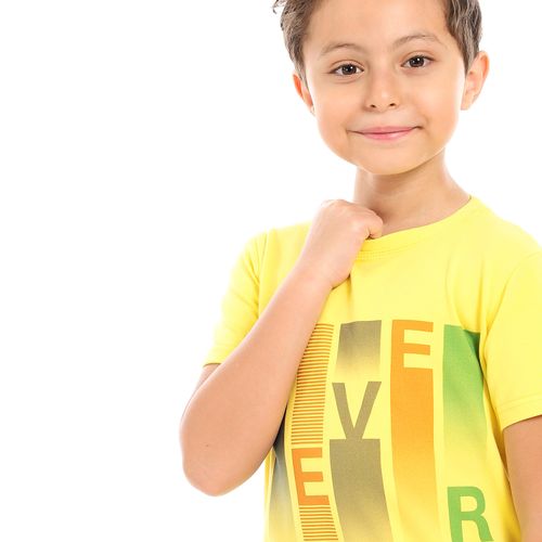 Kids Printed Cotton T-shirt 'Never Give Up'- Simon