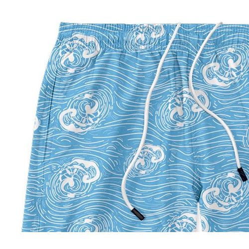 Waterproof Colorful Printed Swimming Shorts-Sky Waves