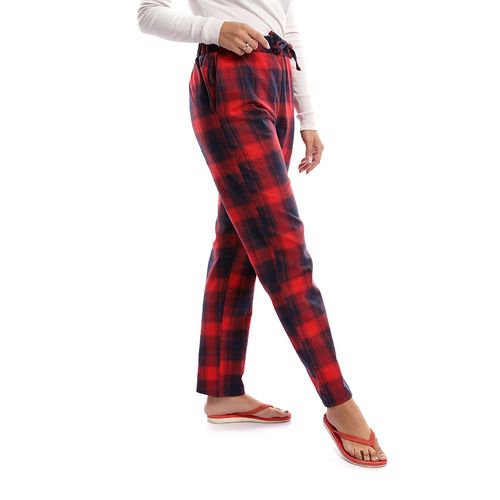 Women Home Wear Pajama Pant Red Navy