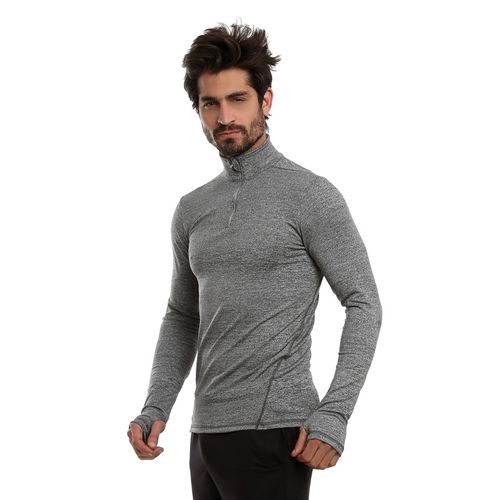 Sportive Quarter Zipper Light Weight T-shirt-Grey