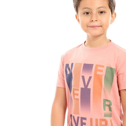 Kids Printed Cotton T-shirt 'Never Give Up'- Simon