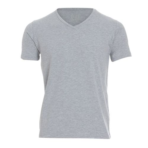 Cotton V-neck T-shirt-Grey