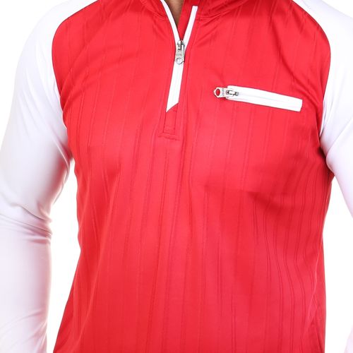 Bi-Toned men Sportive Quarter Zipper Shirt-Red*White