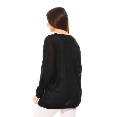 knitted Arabian style aplique sweatshirt-black