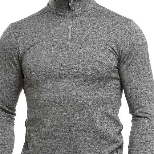 Sportive Quarter Zipper Light Weight T-shirt-Grey
