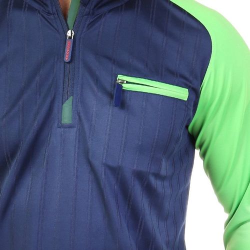 Bi-Toned Men Sportive Quarter Zipper Shirt - Navy*Green