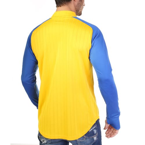 Bi-Toned Sportive Quarter Zipper Shirt- Striped Yallow*Blue