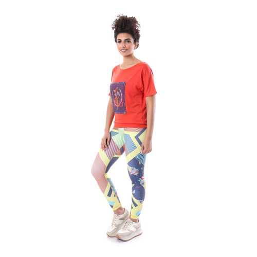 Set Of Doe Sports Legging And T-shirt - Abstract Pattern