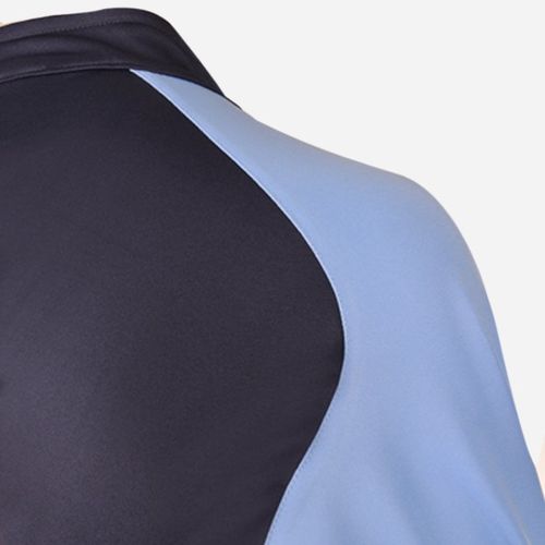Bi-Toned Women Sportive Quarter-Zipper Shirt- Navy Blue & Deep Sky Blue