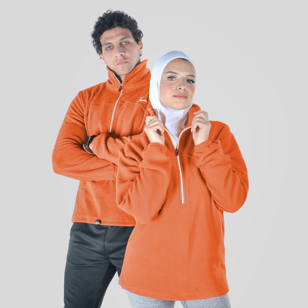 Doe Polar Quarter zipper shirt-Unisex-Orange