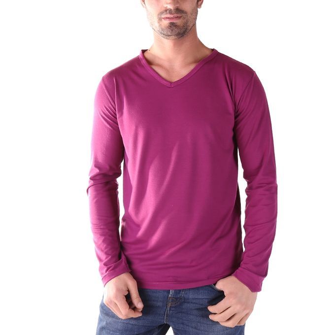 Doe Men Long Sleeve V-Neck T-Shirt purple - Champsland
