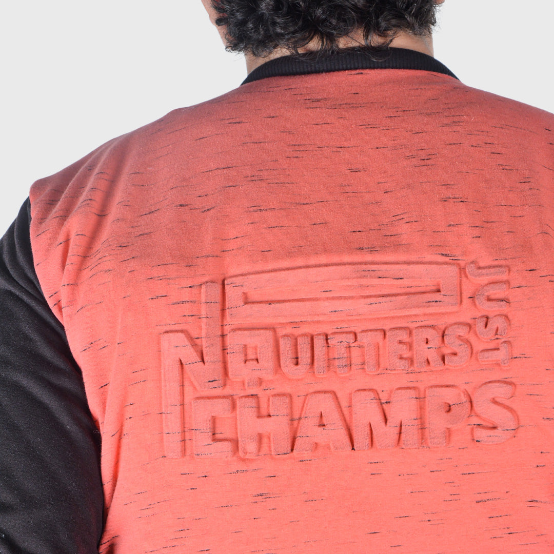 "No quitters just champs" Baseball Jacket- Orange - Champsland